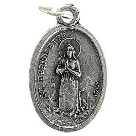 Our Lady of Lourdes oval medal in oxidised metal 20mm