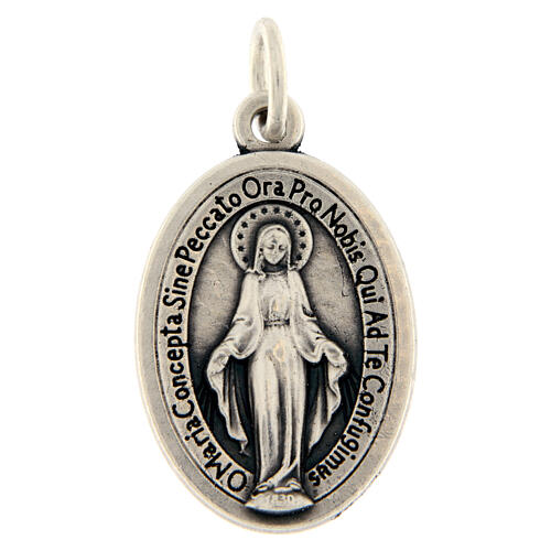 Miraculous Medal oval, in oxidised metal 20mm 5