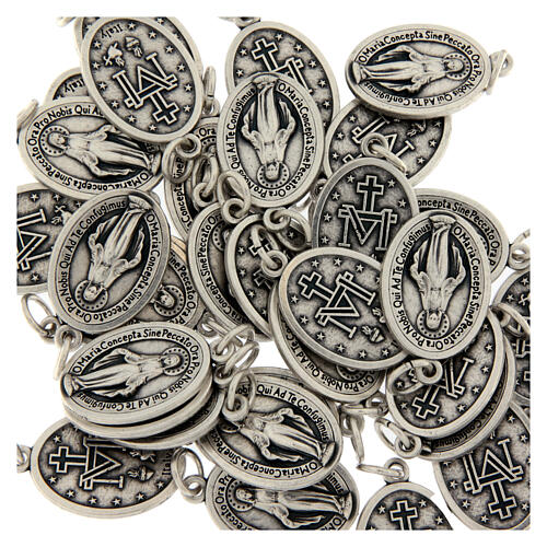 Miraculous Medal oval, in oxidised metal 20mm 6