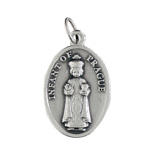 Medaille Jesuskind von Prag oval oxidiertes Aluminium 20 mm 1