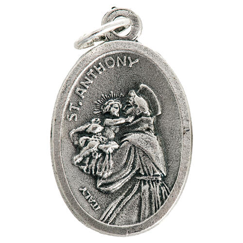 Medalha devocional Santo António oval metal 20 mm 1
