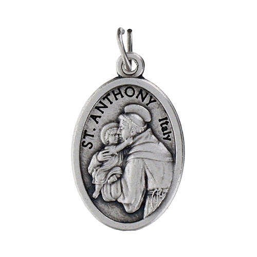Saint Anthony devotional oval medal in metal 20mm 1