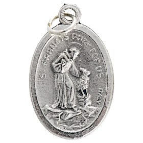 Medaglia San Francesco metallo ossidato ovale 20 mm