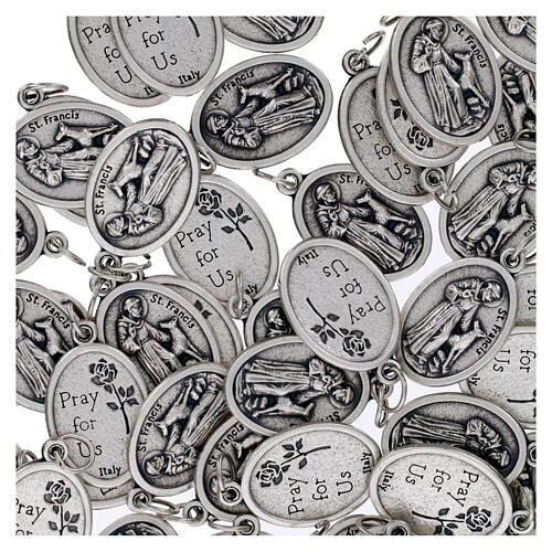 Medaglia San Francesco metallo ossidato ovale 20 mm 3