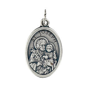 Saint Joseph oval medal in oxidised metal 20mm