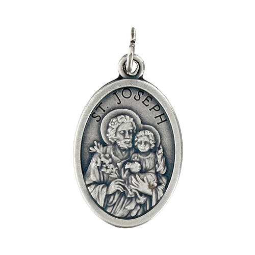 Saint Joseph oval medal in oxidised metal 20mm 1
