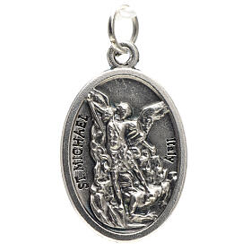 Medalha devocional São Miguel metal oxidado 20 mm