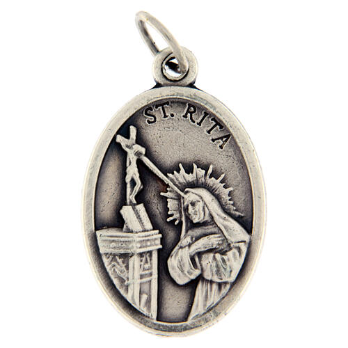 Saint Rita medal in oxidised metal 20mm 4