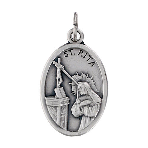 Saint Rita medal in oxidised metal 20mm 1