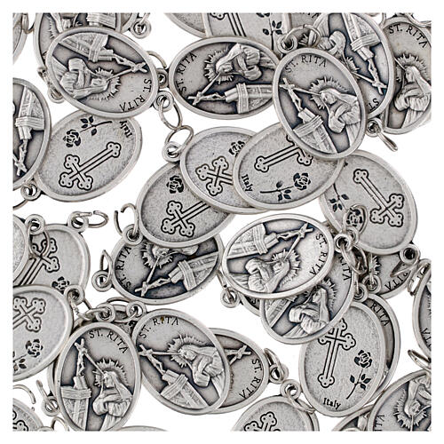Saint Rita medal in oxidised metal 20mm 3