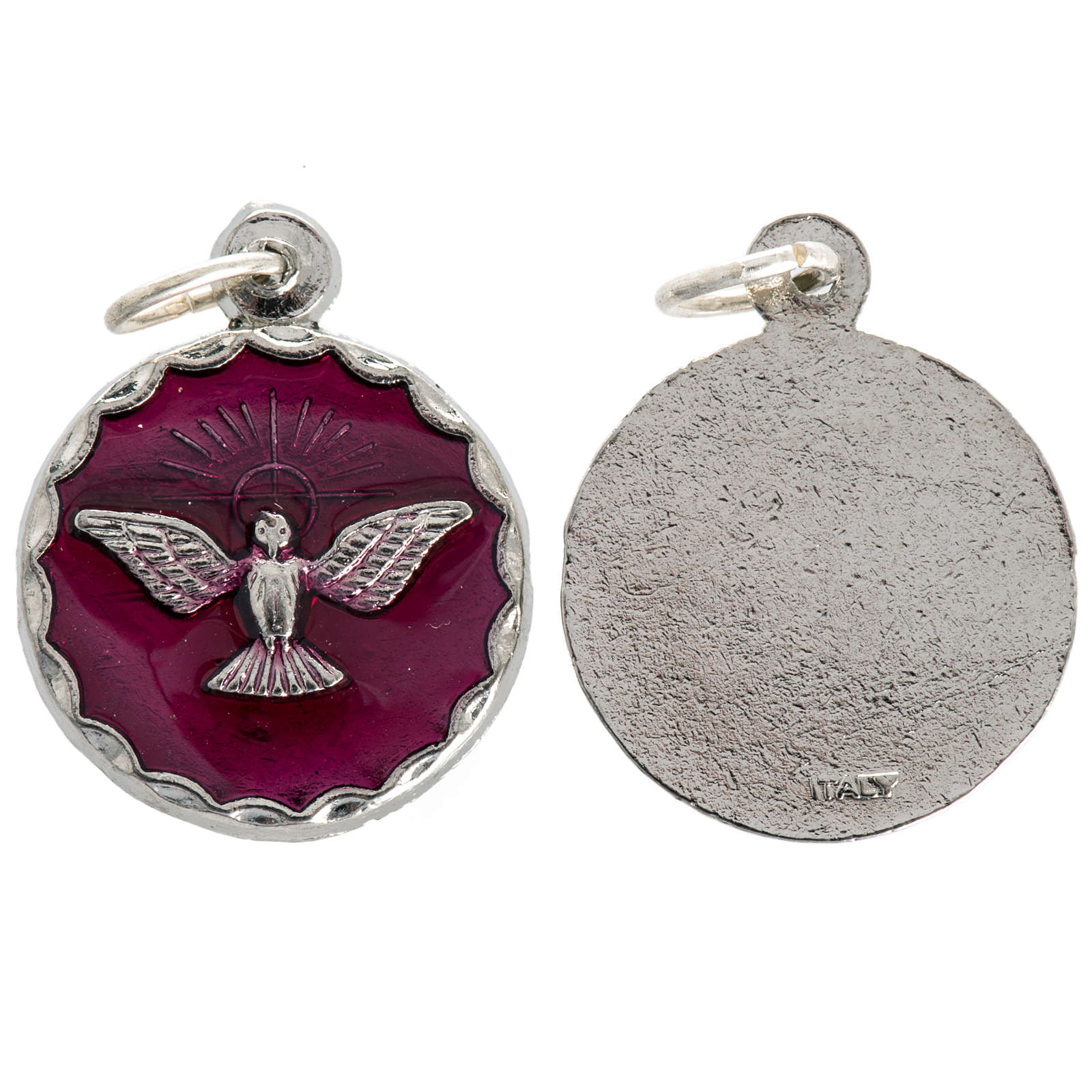 Confirmation medal, red enamel and Holy Spirit 18mm online sales on