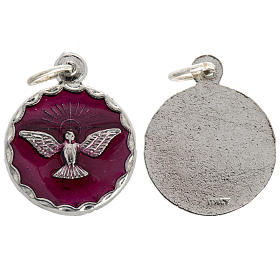 Medalhas: Medalha Crisma Espírito Santo esmalte vermelho 18 mm