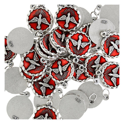 Confirmation medal, red enamel and Holy Spirit 18mm 3