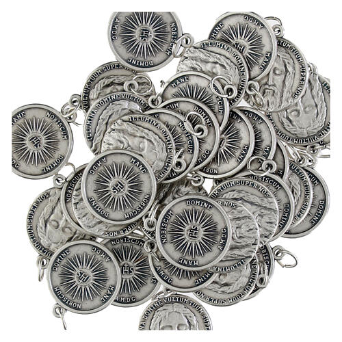 Medaglia volto Cristo tonda metallo argentato 16 mm 3