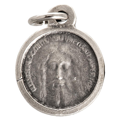 Medalha rosto Cristo redonda metal prateado 16 mm 1