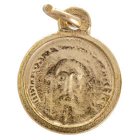 Medalha rosto Cristo redonda metal dourado 16 mm