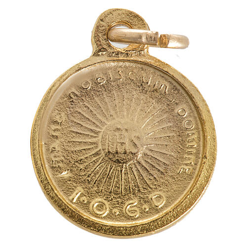 Medalha rosto Cristo redonda metal dourado 16 mm 2