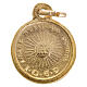 Medalha rosto Cristo redonda metal dourado 16 mm s2