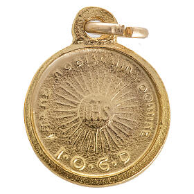 Face of Christ round medal in golden metal 16mm