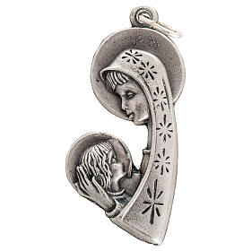 Medaglia Madonna bambino profilo metallo ossidato 35 mm