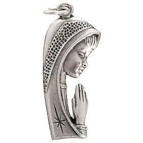 Virgin Mary profile, medal in oxidised metal 40mm