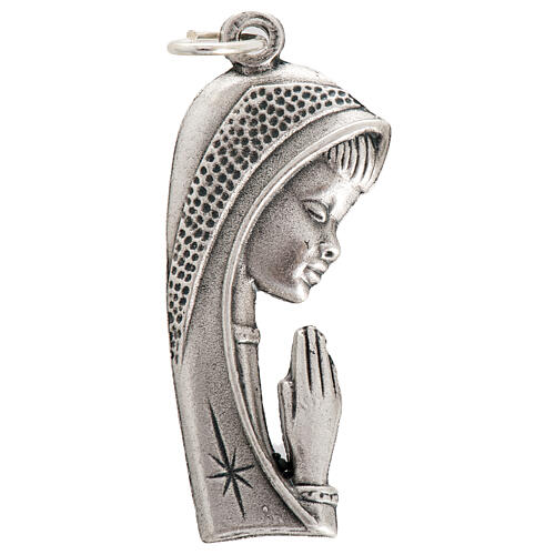 Virgin Mary profile, medal in oxidised metal 40mm 1