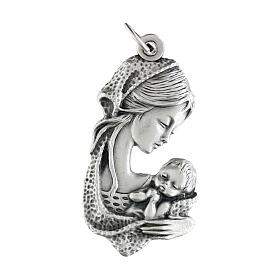 Medaglia Madonna bambino in metallo ossidato 35 mm