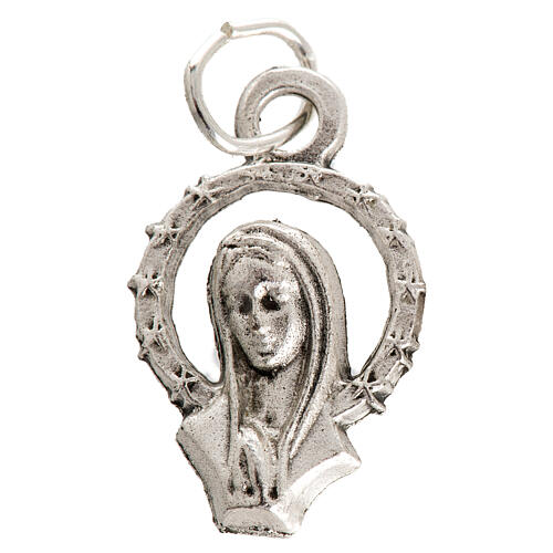 Medal of Our Lady praying, silver metal 17mm 1