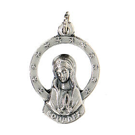 Medaglia Madonna Lourdes in preghiera metallo 28 mm