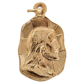 Medalha rosto Cristo metal dourado 19 mm