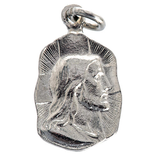 Face of Christ medal in silver metal 19mm 1