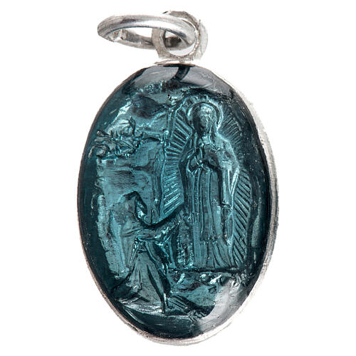 Medalha Nossa Senhora Lourdes alumínio esmalte azul 15 mm 1