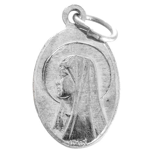 Medal of Our Lady of Lourdes, steel and light blue enamel 15mm 2