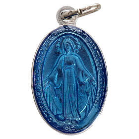 Medalla de la Virgen Milagrosa aluminio en esmalte azul 18mm