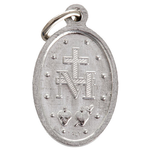 Medalla de la Virgen Milagrosa aluminio en esmalte azul 18mm 2
