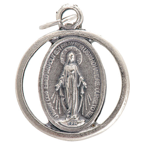 Miraculous Madonna, medal in oxidised steel 20mm 1