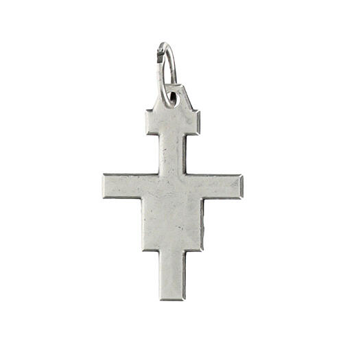 Saint Damien cross pendant, silver metal 2cm 2