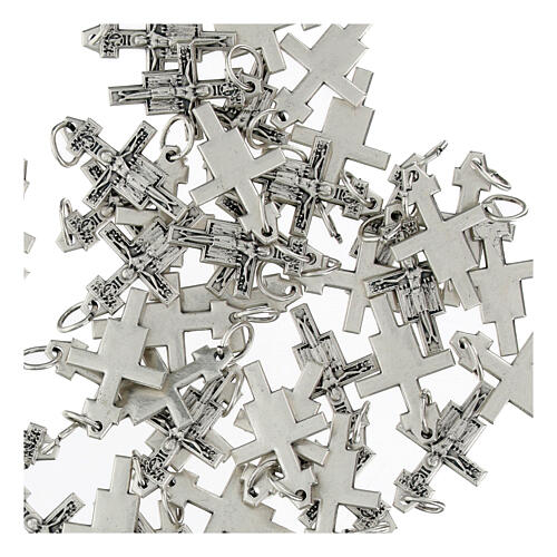 Saint Damien cross pendant, silver metal 2cm 3