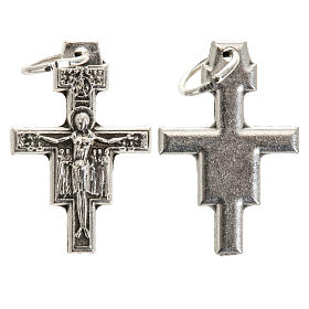 Krzyż wisiorek święty Damian metal posrebrzany 2cm