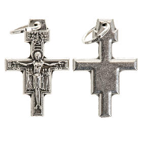 Saint Damien cross pendant, silver metal 2cm