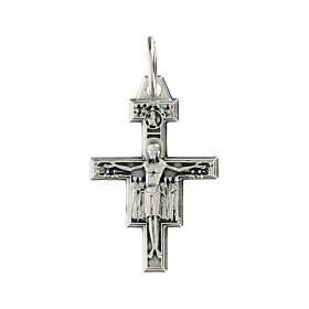 Saint Damien cross pendant, silver metal 2cm