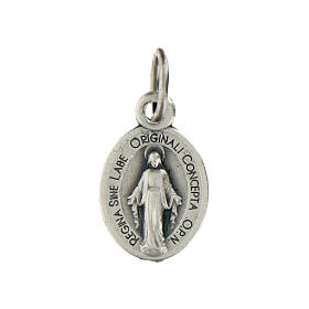 Miraculous Medal, oval shaped in silver metal 12mm