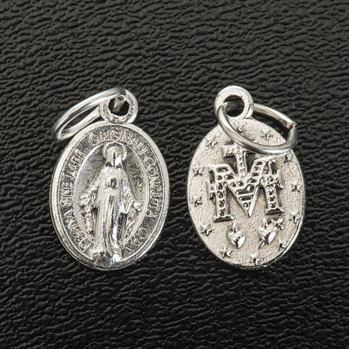 Miraculous Medal, oval shaped in silver metal 12mm 2