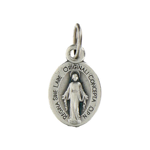 Miraculous Medal, oval shaped in silver metal 12mm 1