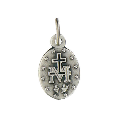 Miraculous Medal, oval shaped in silver metal 12mm 3