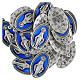 Medalla Milagrosa oval metal plateado esmalte azul 4cm s3