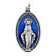 Medaglia Miracolosa ovale metallo argentato smalto blu h 4 cm s1