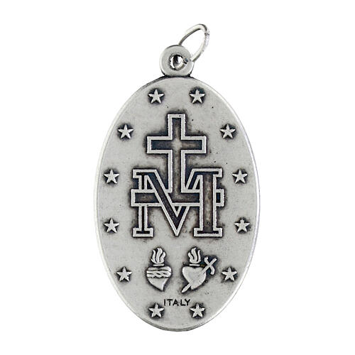 Medalha Milagrosa oval metal prateado esmalte azul h 4 cm 2
