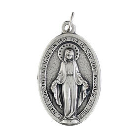 Miraculous Medal, oval in silver metal 30mm