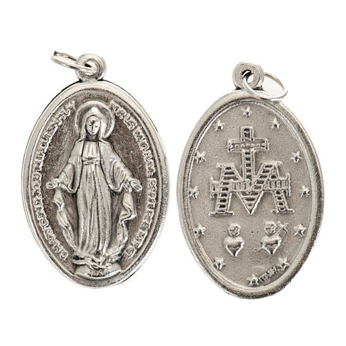 Miraculous Medal, oval in silver metal 30mm 1